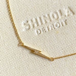 Shinola 14k Gold BOLT Diamond Necklace